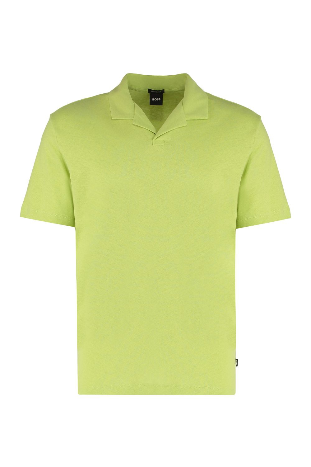 BOSS Cotton-Linen Polo Shirt with Side Slits