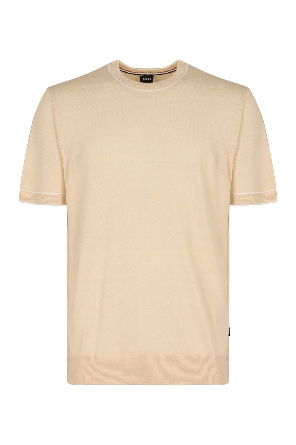 BOSS Men's Short Sleeve Sweater with Ribbed Knit Edges