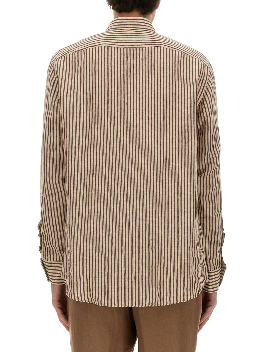 BOSS CAMEL Men's 100% Linen Spread Collar Shirt - Size 40