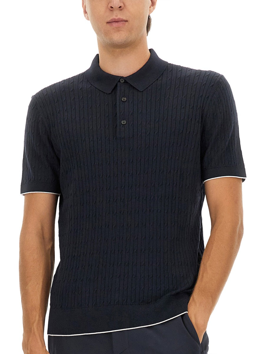 BOSS Silk and Cotton Braided Polo Shirt - Size L
