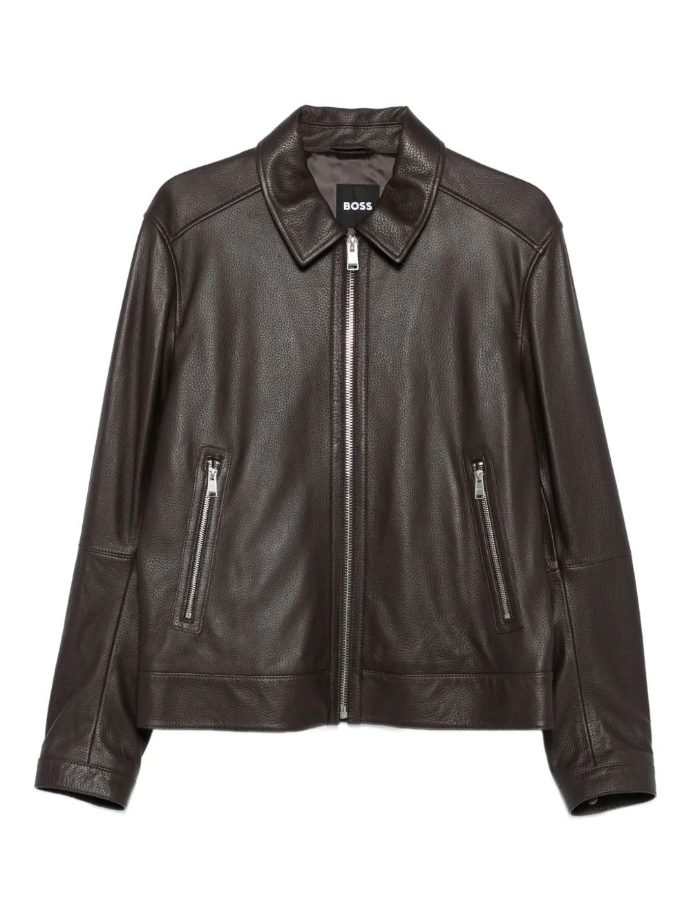 HUGO BOSS Men's Mini Fur Trimmed Leather Jacket