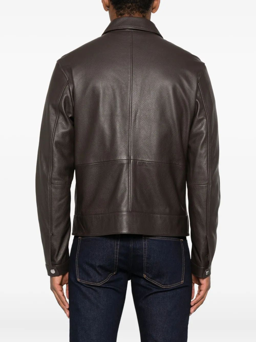 HUGO BOSS Men's Mini Fur Trimmed Leather Jacket