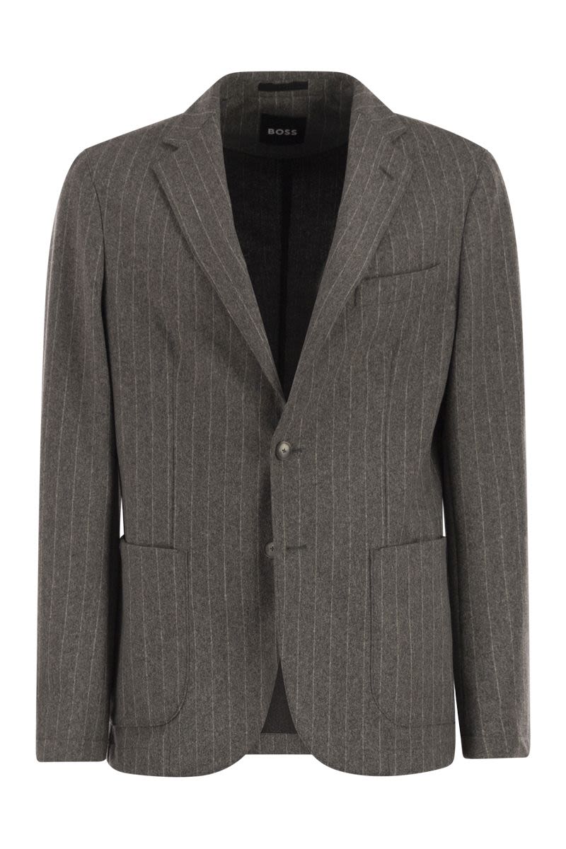 BOSS Slim-Fit Blazer in Stretch Striped Flannel
