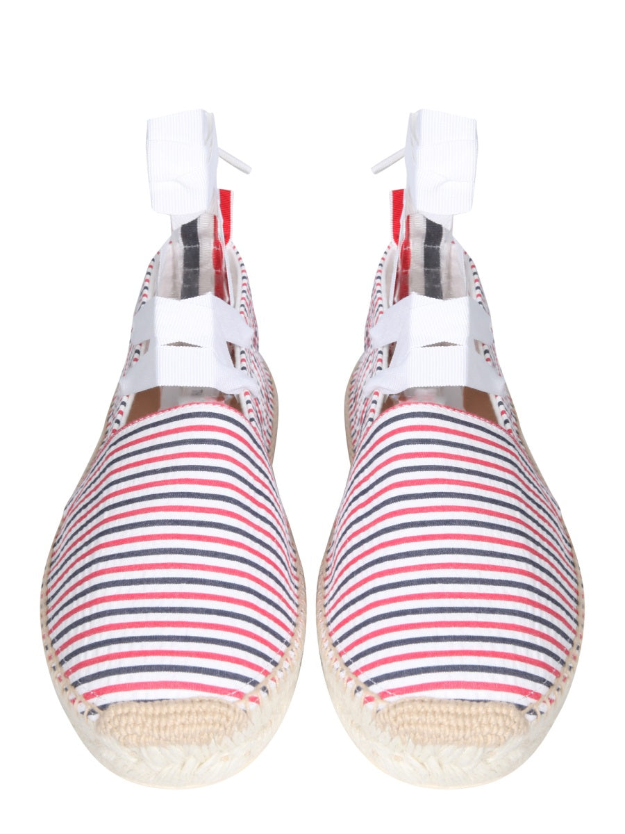 THOM BROWNE Seersucker Cotton Espadrilles for Women - SS21