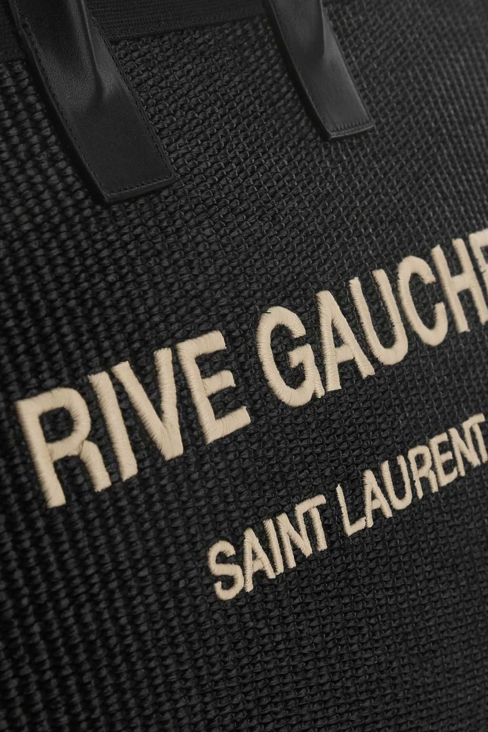 SAINT LAURENT Canvas Tote Handbag with Leather Top Handles