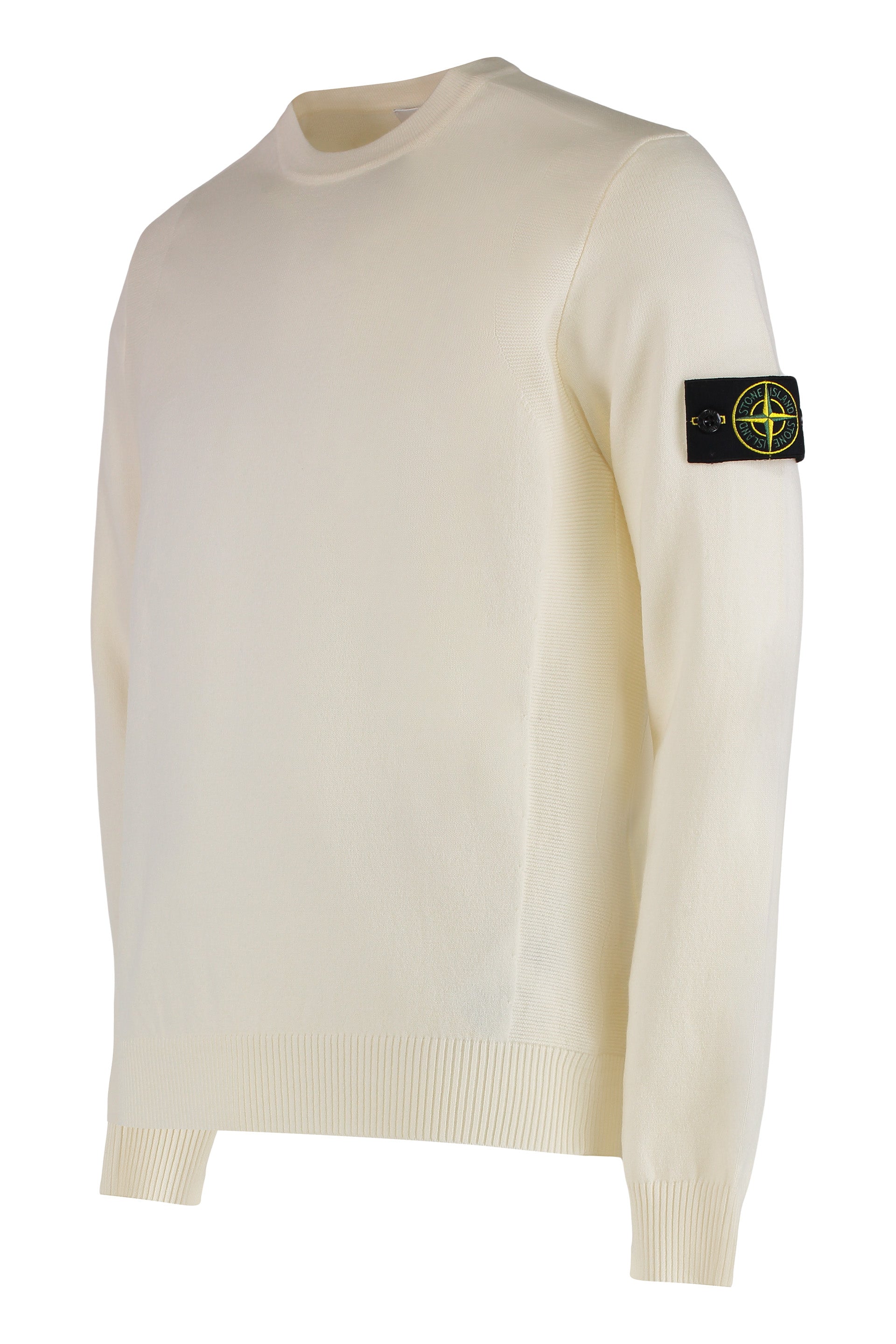 STONE ISLAND Men's Virgin Wool Crew-Neck Sweater with Removable Logo Patch