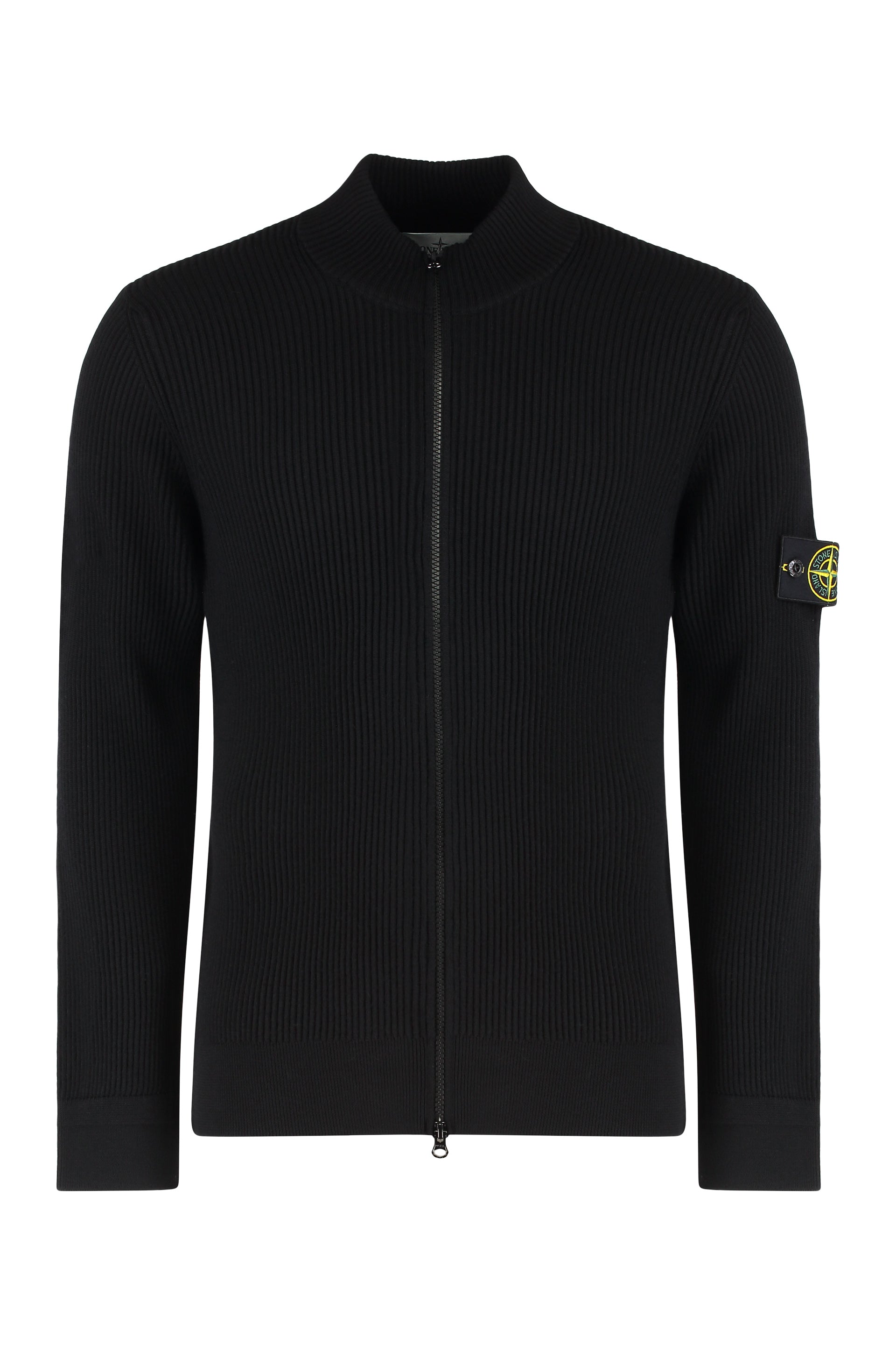 STONE ISLAND Modern Zip-Up Wool Sweater