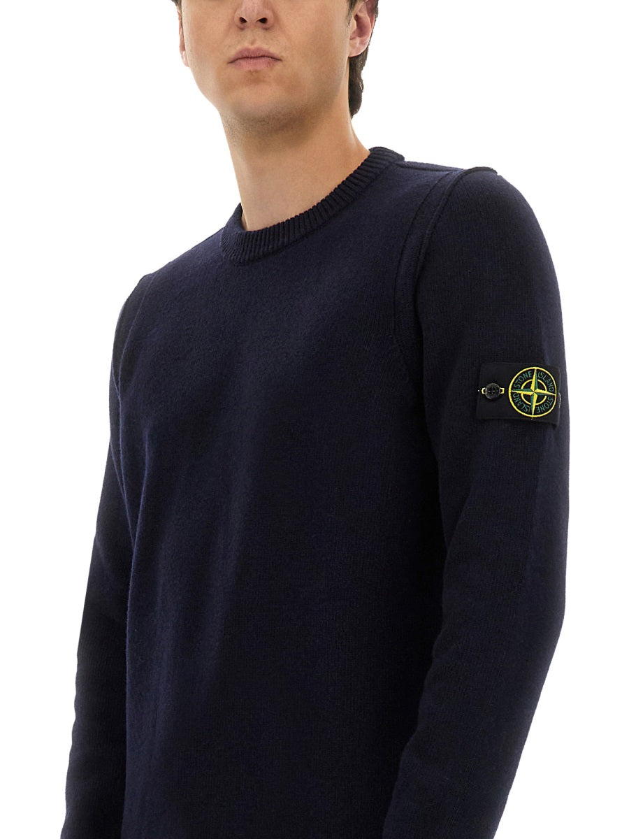 STONE ISLAND Wool-Blend Crew-Neck Sweater with Removable Logo Patch