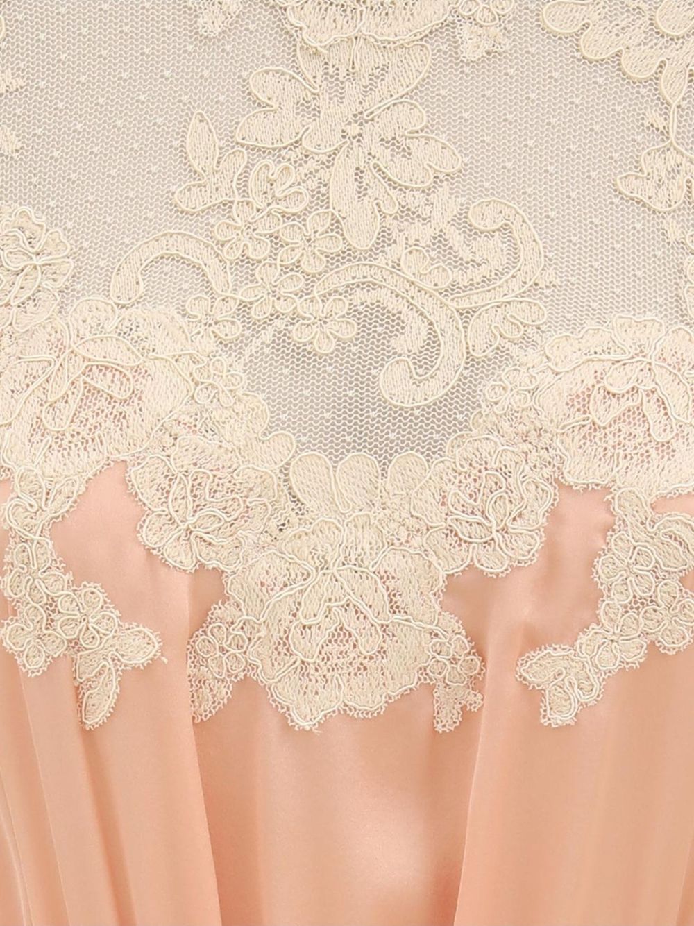 ZIMMERMANN Silk Long Dress with High Lace Neckline and Self-Tie Waist