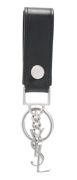 SAINT LAURENT Leather Keychain with YSL Charm