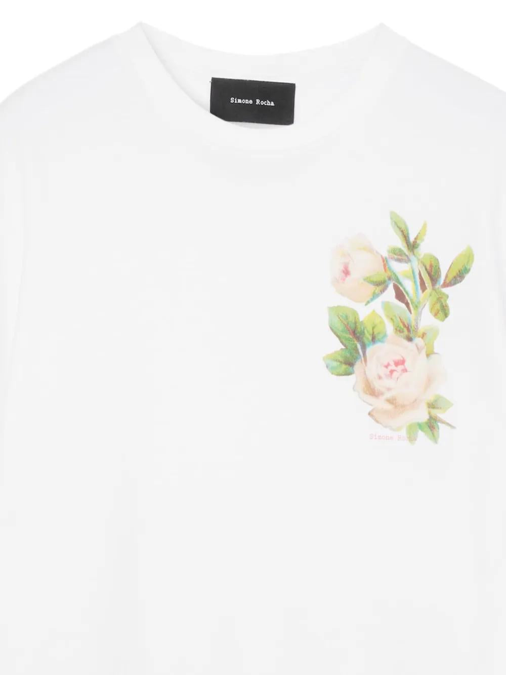 SIMONE ROCHA Rose Patterned Crew Neck Tee