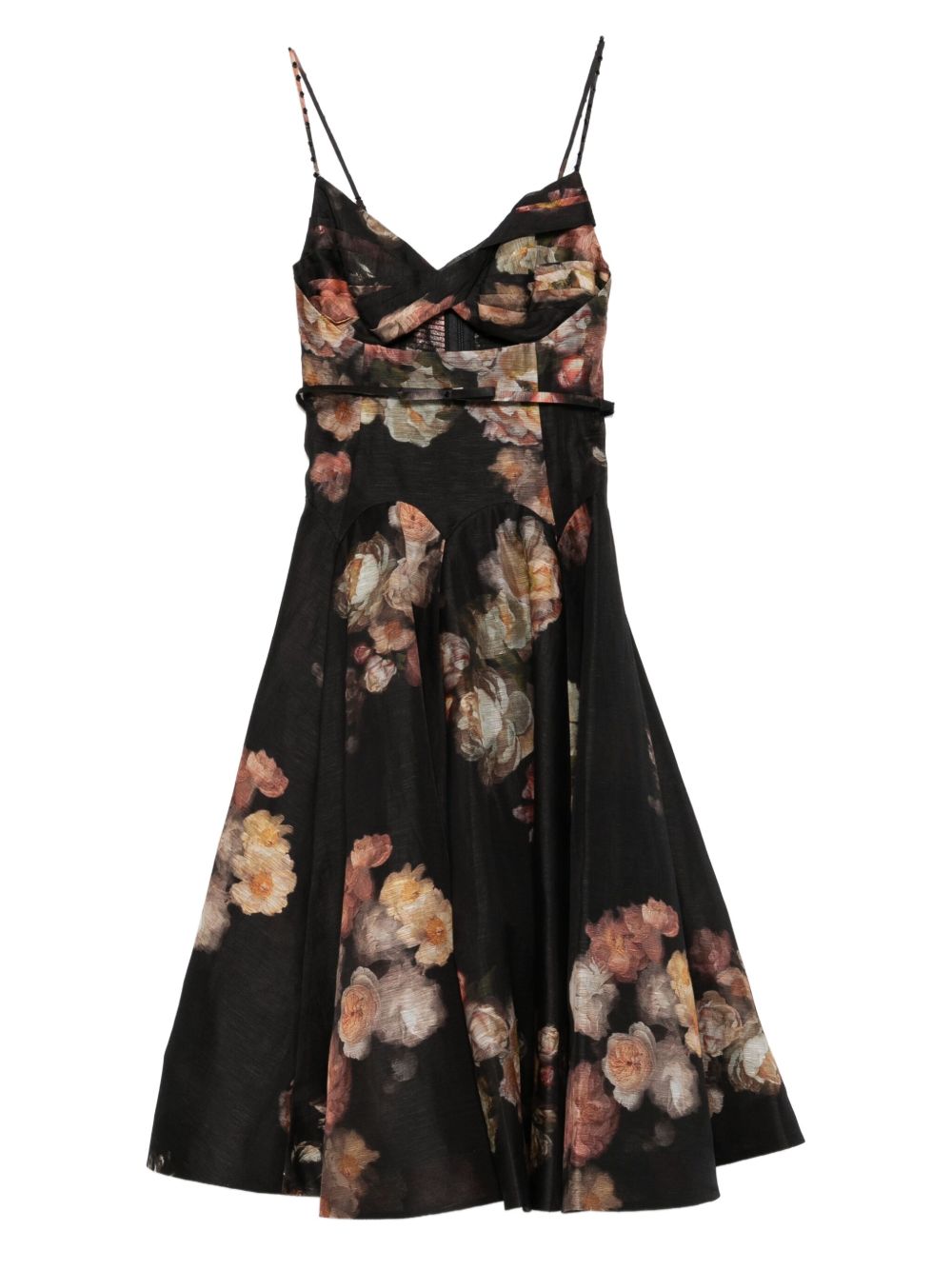 ZIMMERMANN Floral Print Mini Dress with Spaghetti Straps