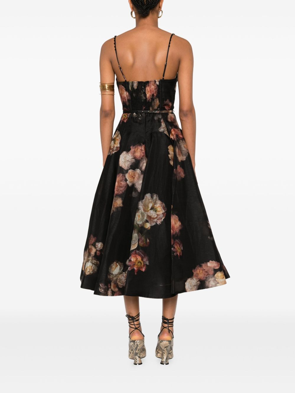 ZIMMERMANN Floral Print Mini Dress with Spaghetti Straps