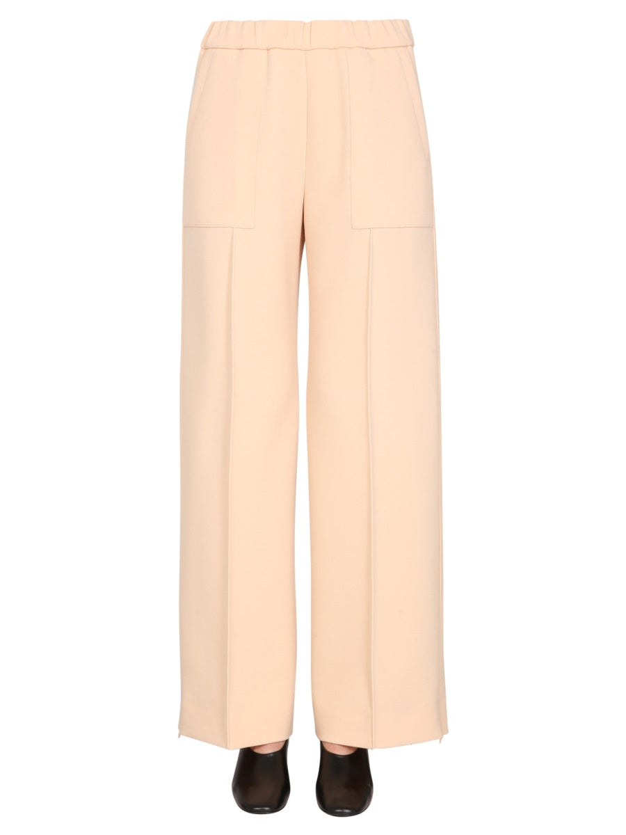 JIL SANDER Elegant Wool Trousers with Elasticized Waist for Women