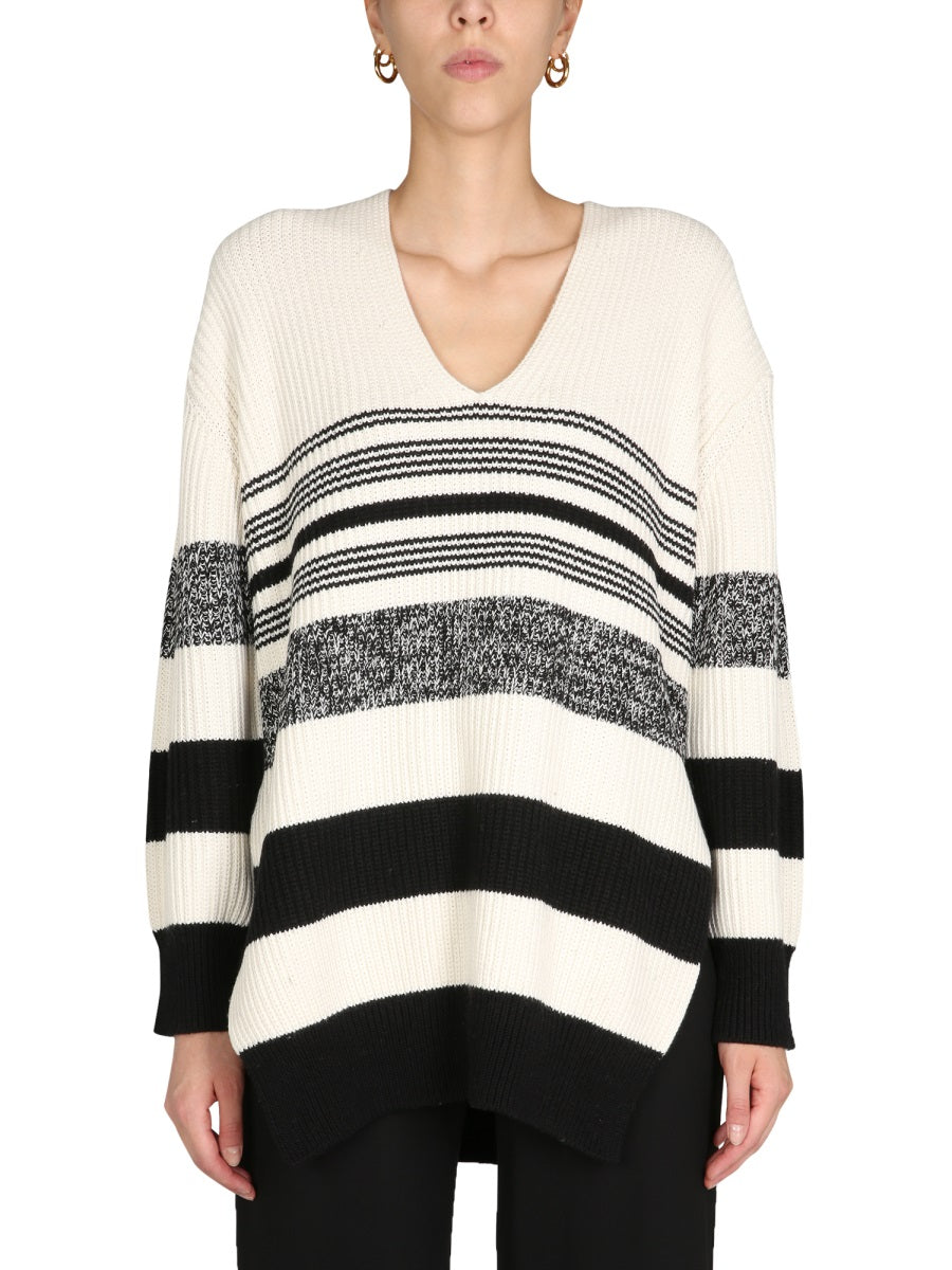 PROENZA SCHOULER WHITE LABEL V-Neck Sweater with Side Slits