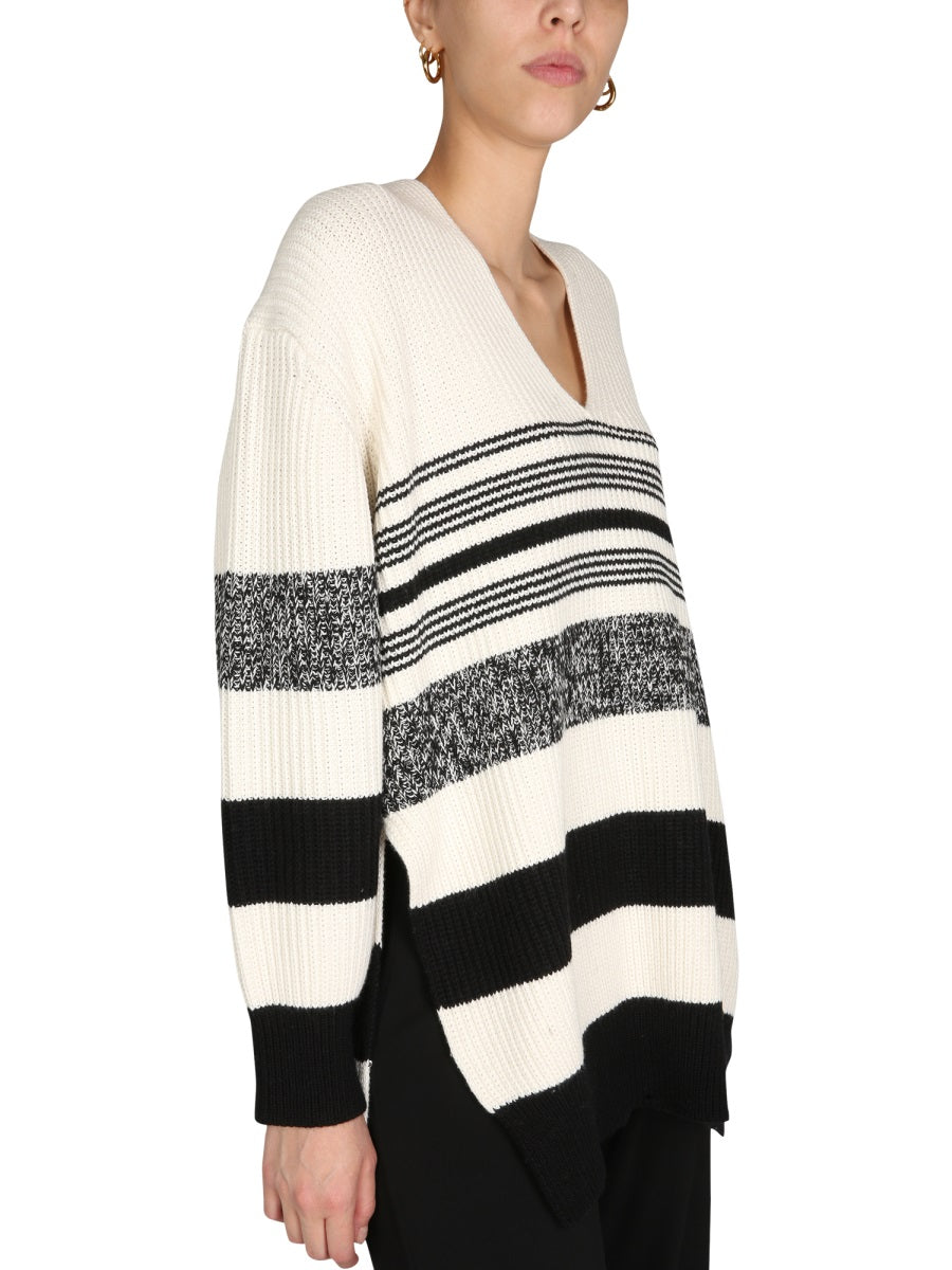 PROENZA SCHOULER WHITE LABEL V-Neck Sweater with Side Slits