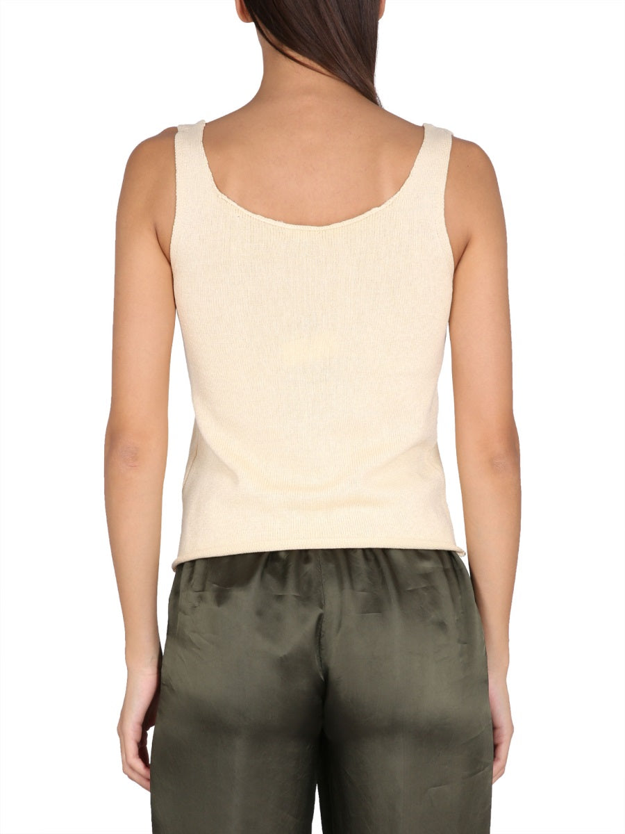 ASPESI Stylish Round Shoulder Ribbed Top for Women