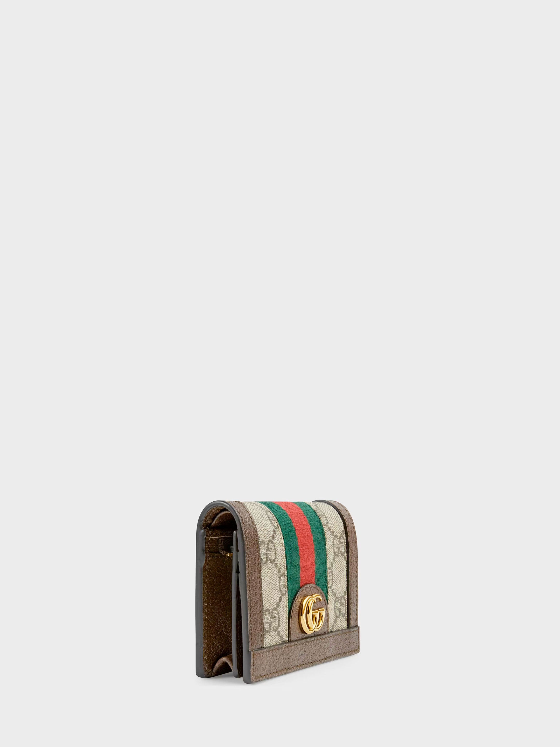 GUCCI Mini Leather Wallet with GG Supreme Textile
