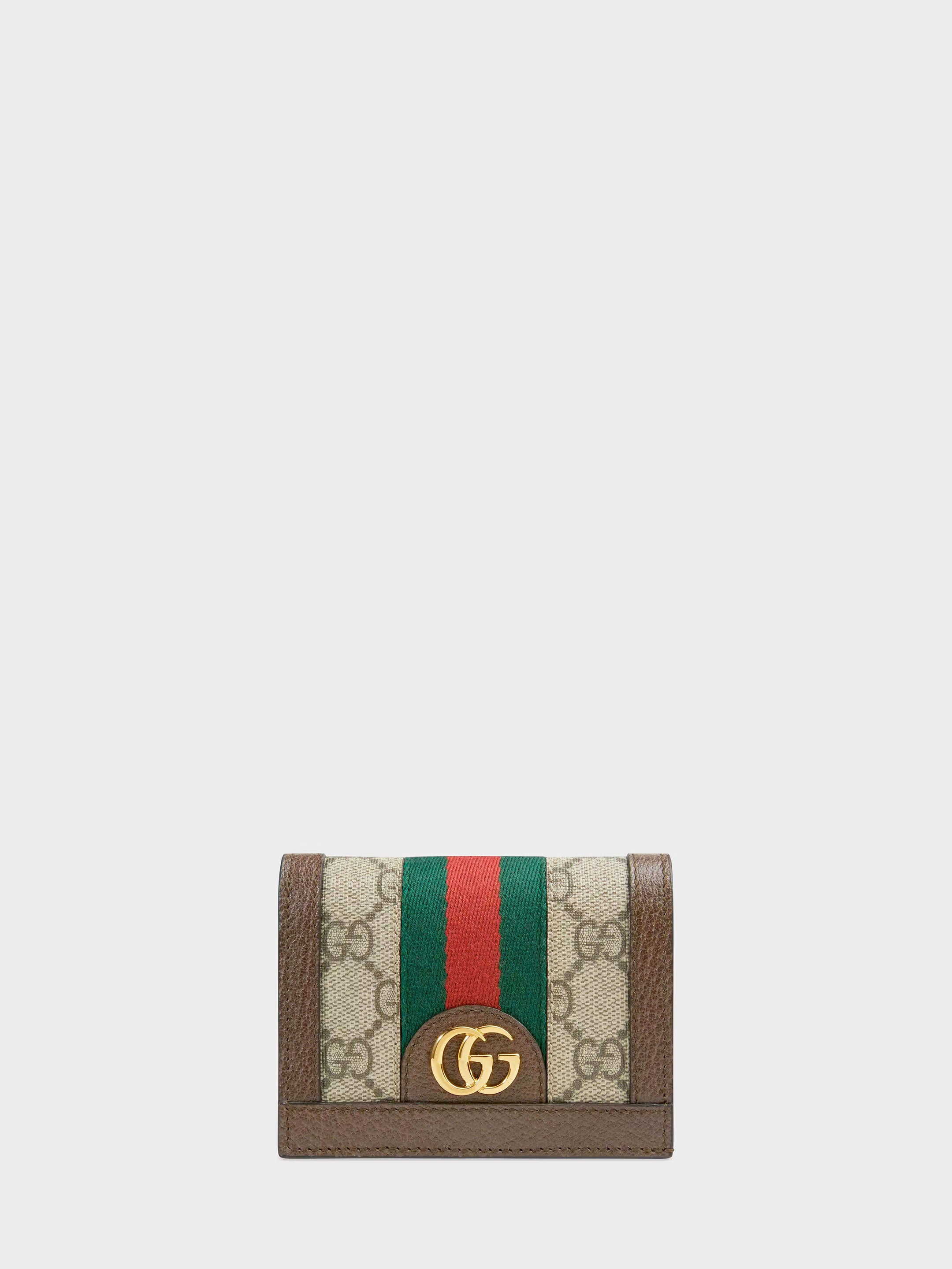 GUCCI Mini Leather Wallet with GG Supreme Textile