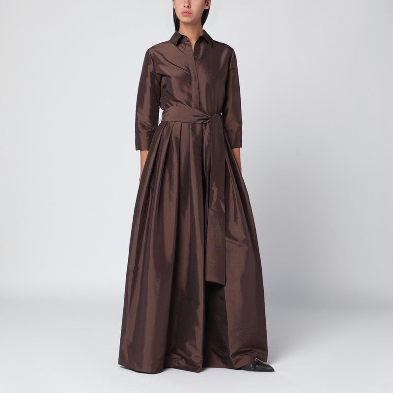 JONATHAN SIMKHAI Belted Shirt Dress with Pleated Skirt and Side Pockets