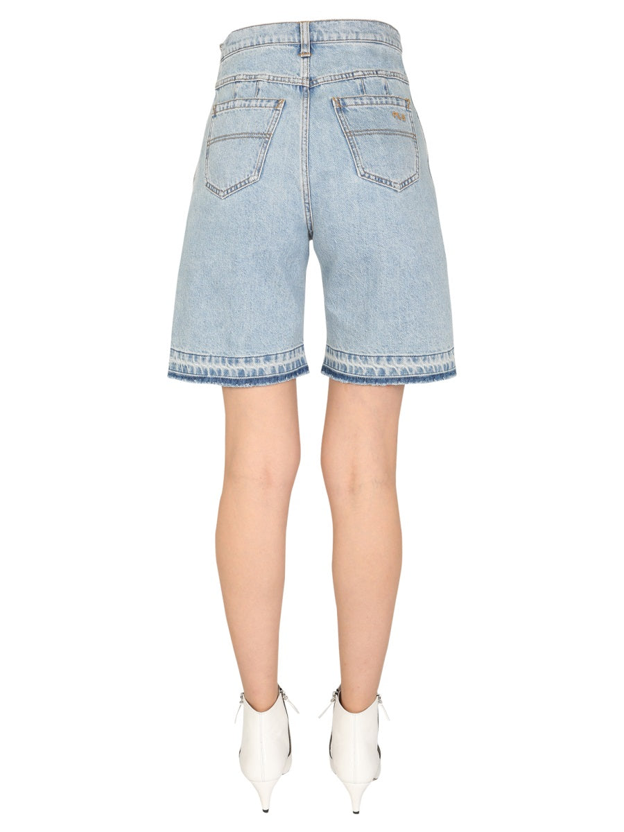 PHILOSOPHY DI LORENZO SERAFINI Denim Bermuda Shorts with Side Zip for Women