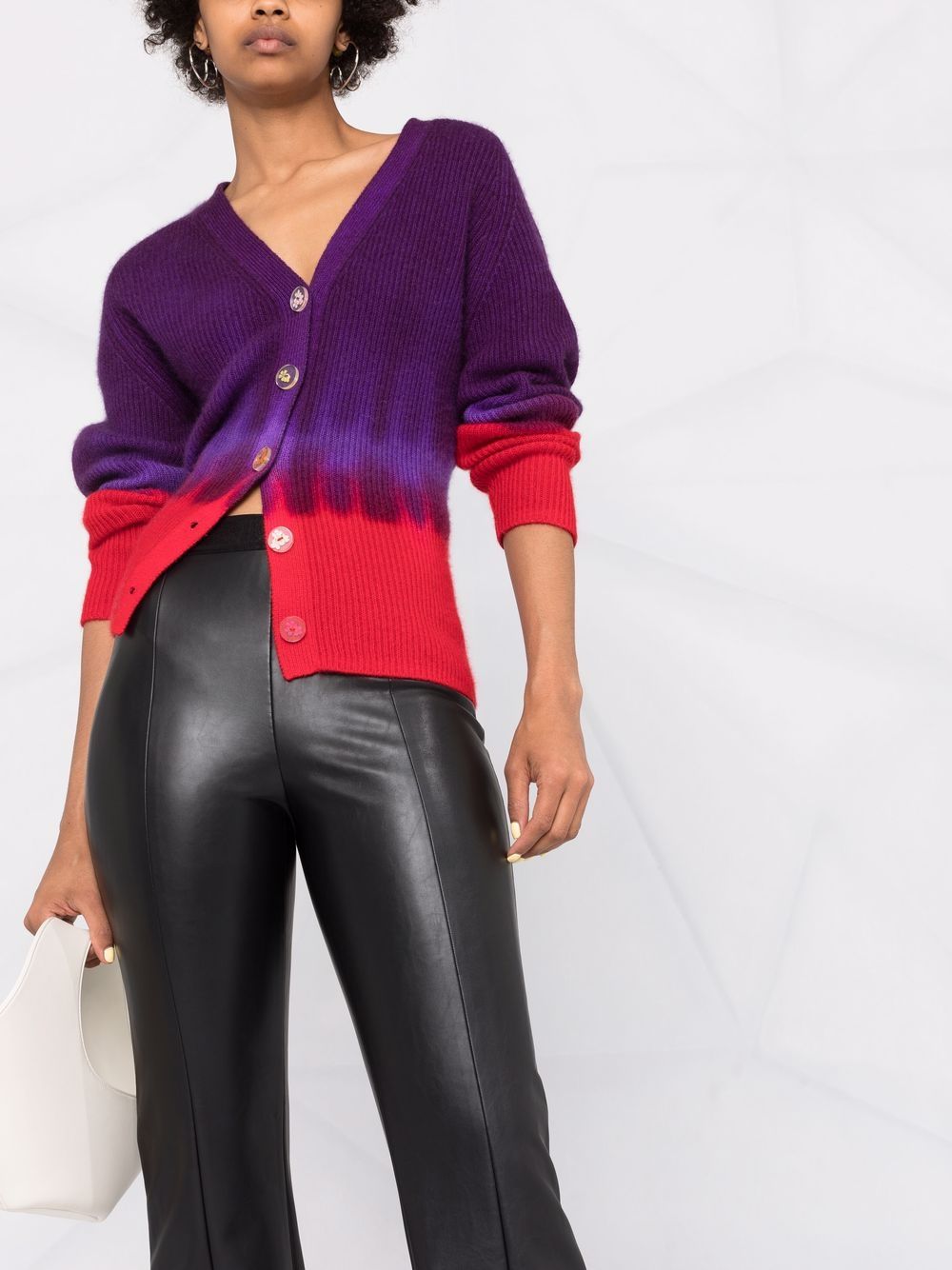 WOLFORD High Waist Bootcut Cropped Leg Faux Leather Trousers