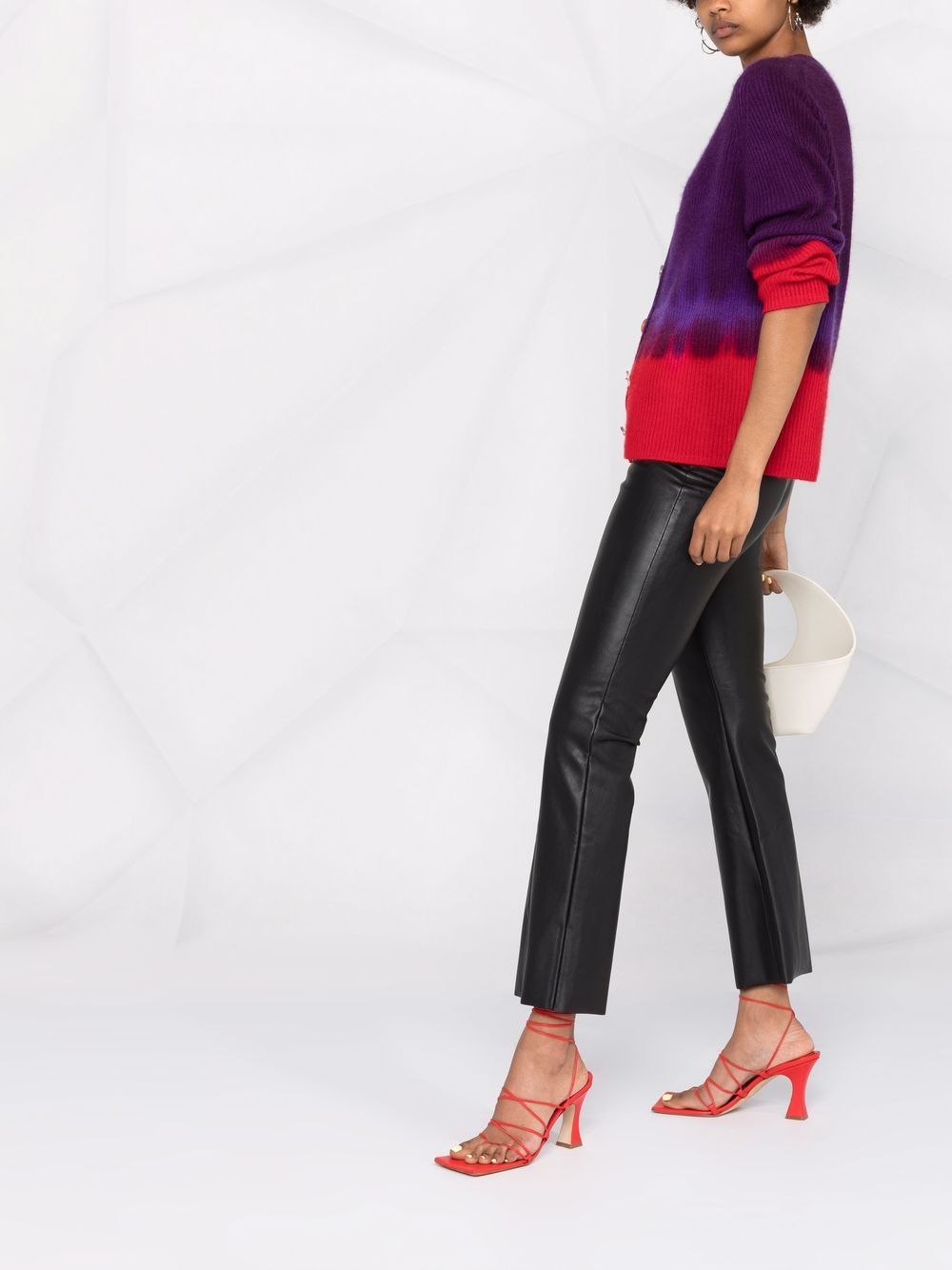WOLFORD High Waist Bootcut Cropped Leg Faux Leather Trousers