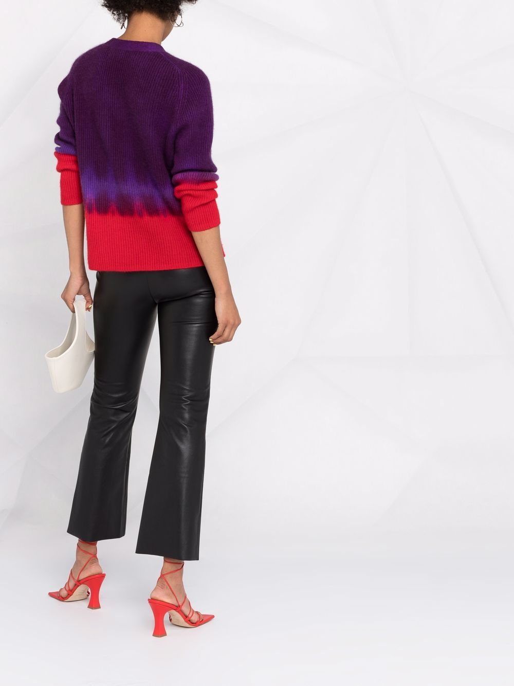 WOLFORD High Waist Bootcut Cropped Leg Faux Leather Trousers