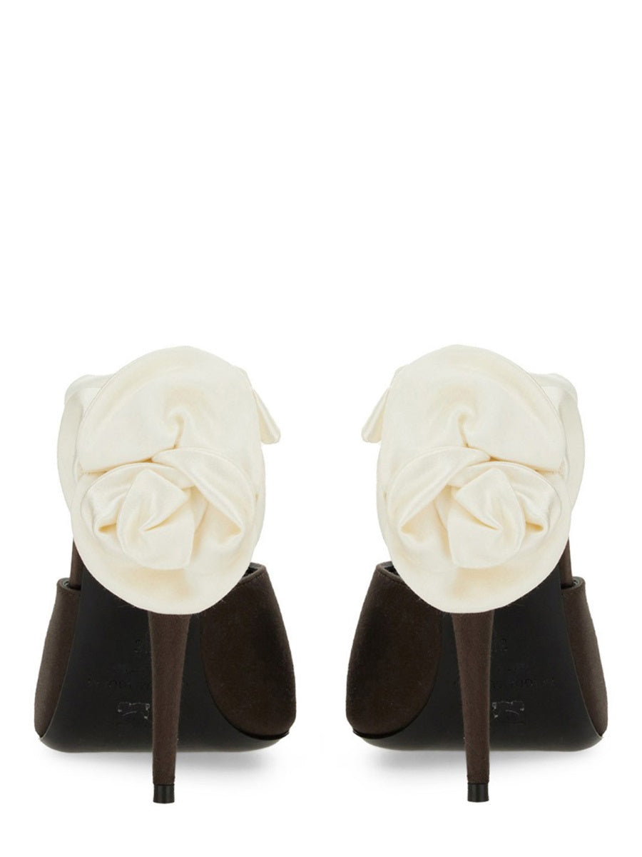 MAGDA BUTRYM Satin Flower Flat Pumps