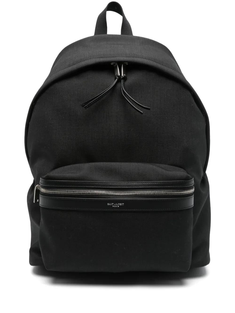 SAINT LAURENT Nylon Canvas and Leather City Backpack