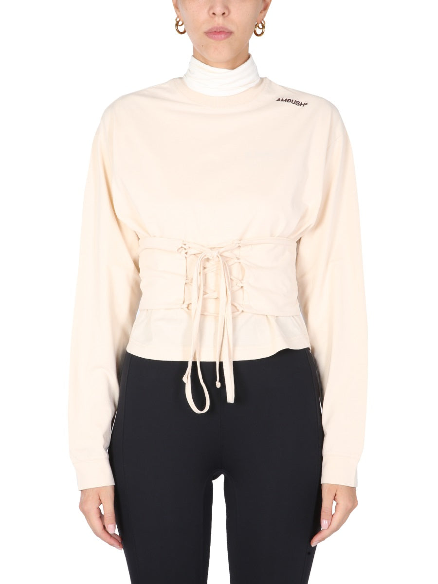 AMBUSH Corset Belt T-Shirt with Crew Neck