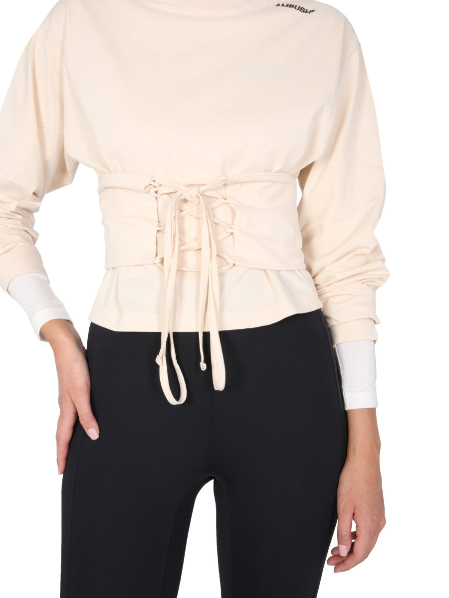 AMBUSH Corset Belt T-Shirt with Crew Neck