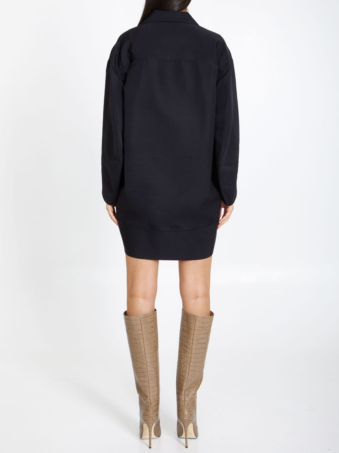 KHAITE Mini Wool Blend Shirt Dress