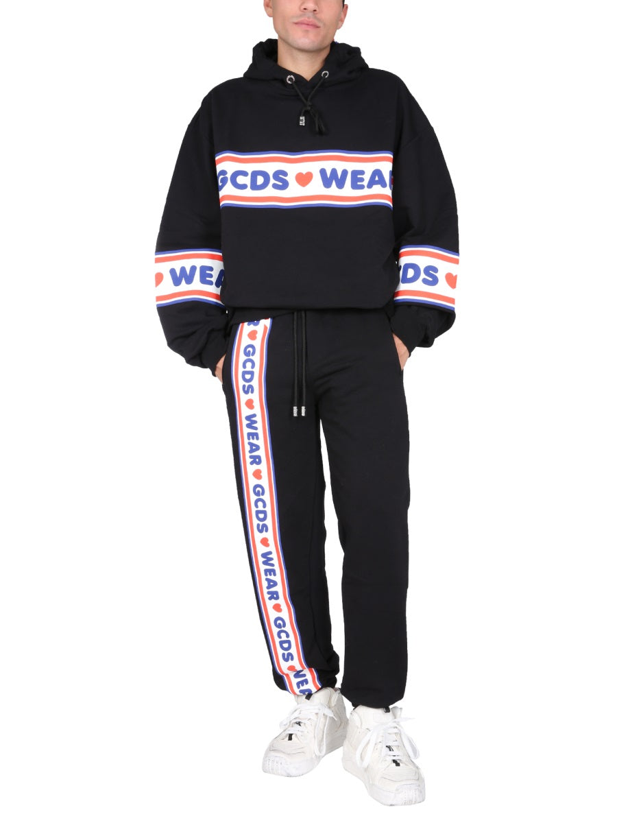 GCDS Cute Tape Logo Sweatshirt with Hood and Drawstring