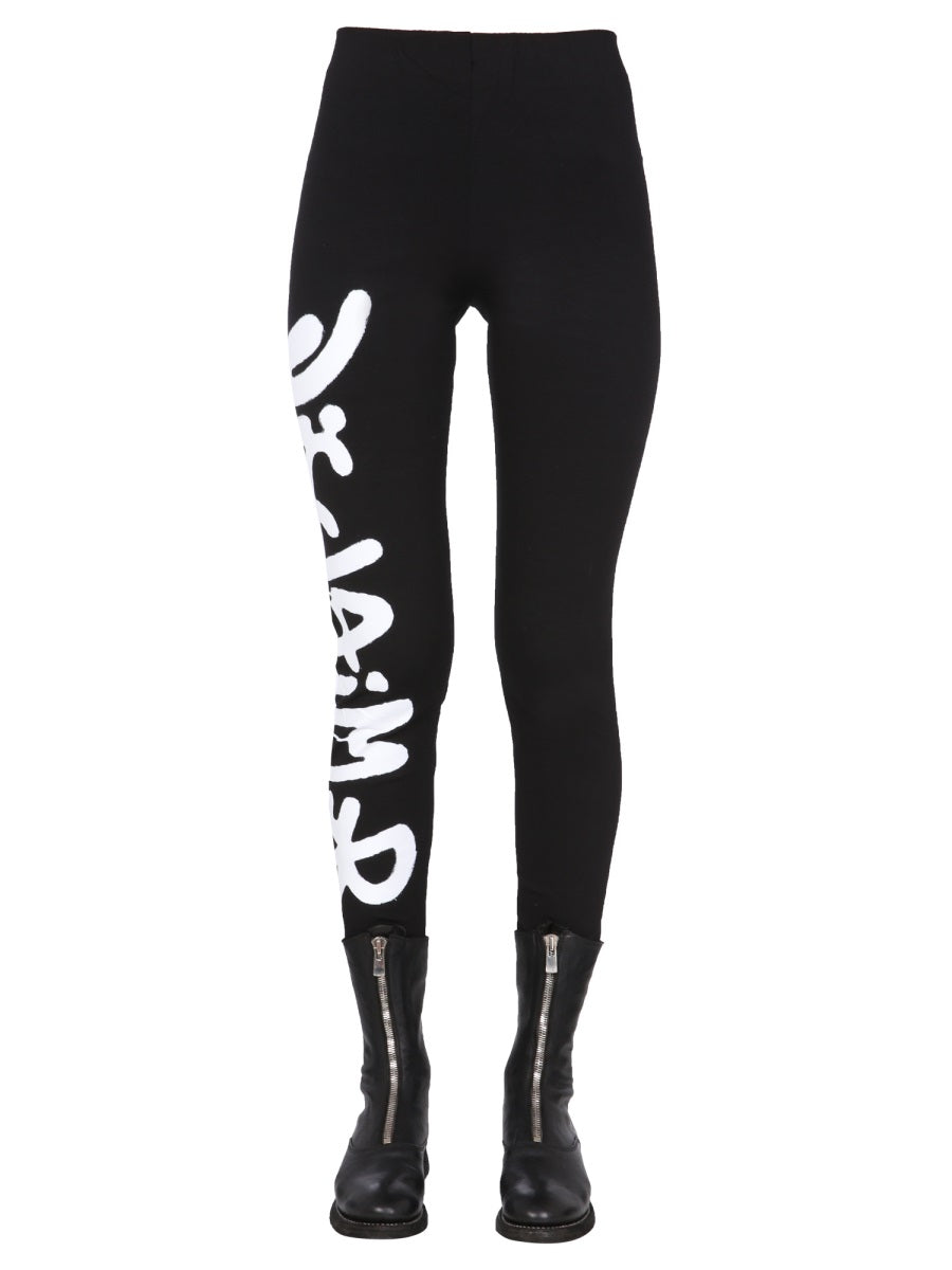 DISCLAIMER Logo Print Leggings with Elastic Waist for Women