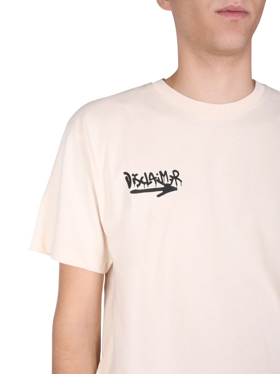 DISCLAIMER Classic Crew Neck Screen Print T-Shirt