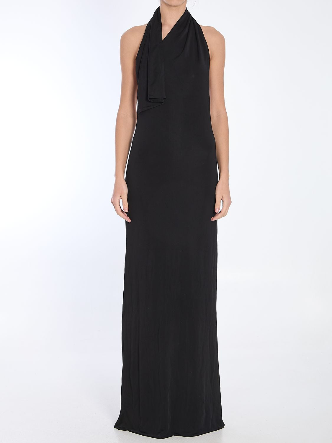 KHAITE Halter Neck Long Dress with Scarf Detail - Regular Fit