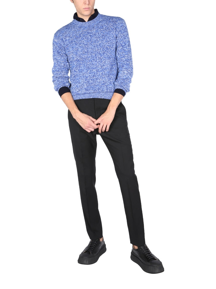 BALLANTYNE Crew Neck Sweater - Large Ribbed NE