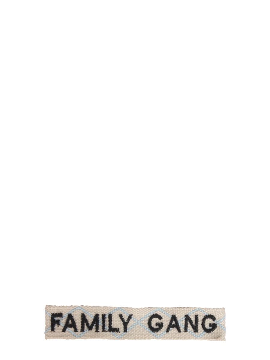 LABEL K Braided Fabric Bracelet with Family Gang Embroidery