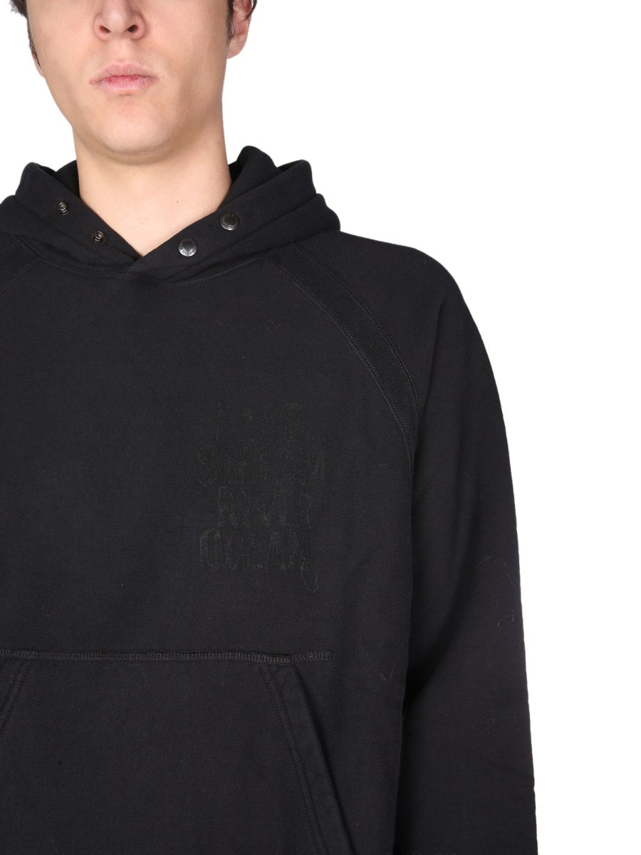 ENGINEERED GARMENTS High Neck Printed Hoodie Sweatshirt