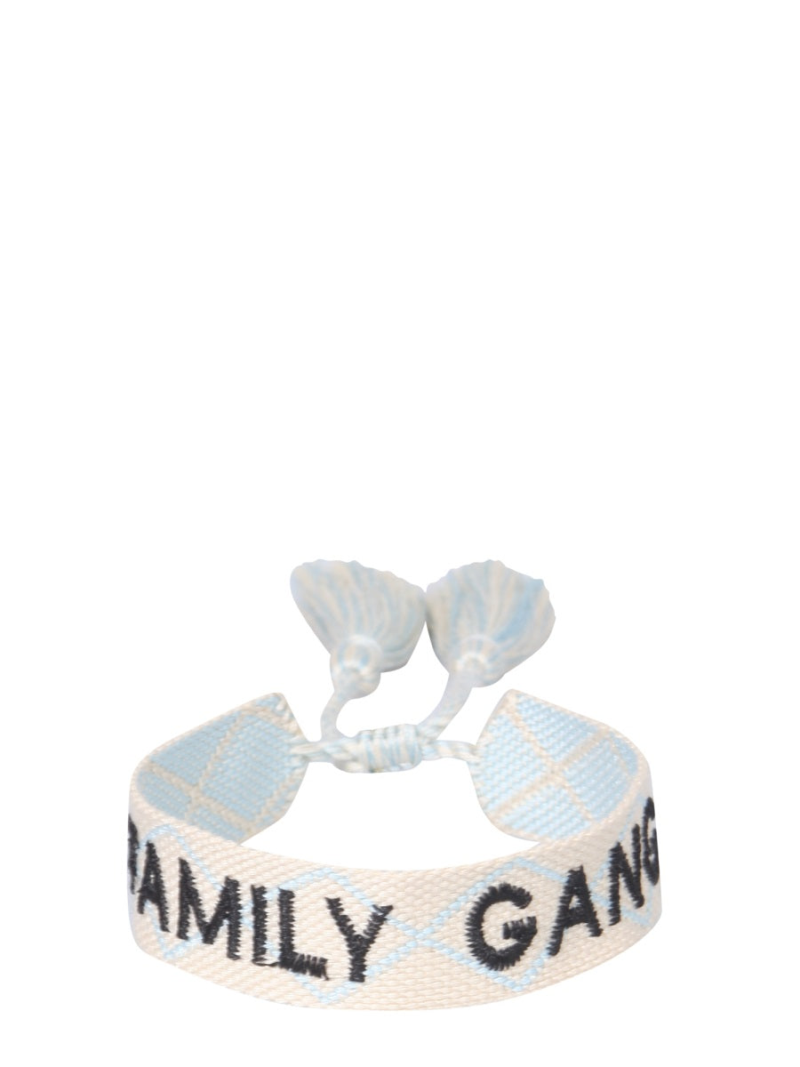 LABEL K Braided Fabric Bracelet with Family Gang Embroidery