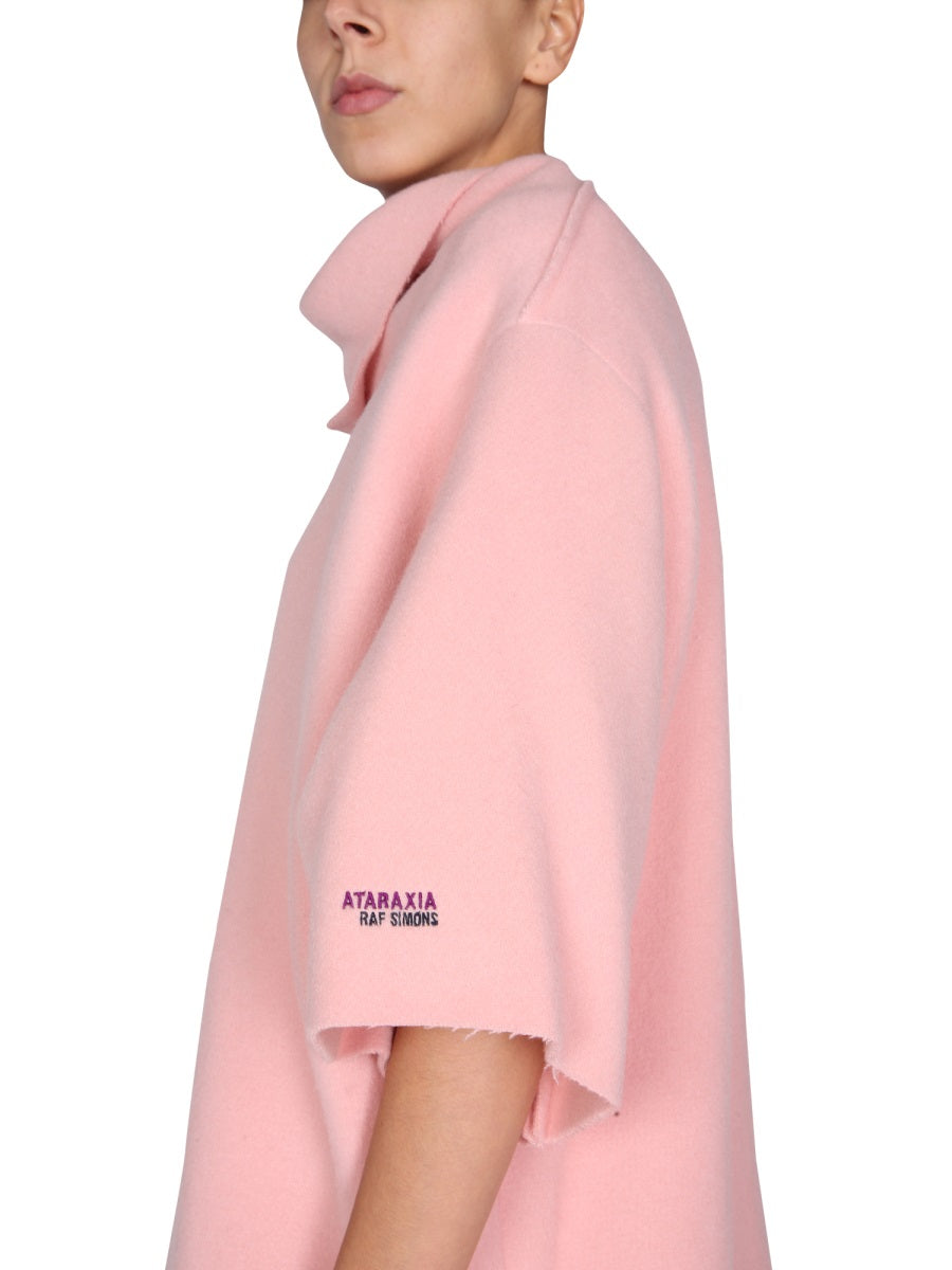 RAF SIMONS Draped Neck Wool Blend Mini Dress for Women