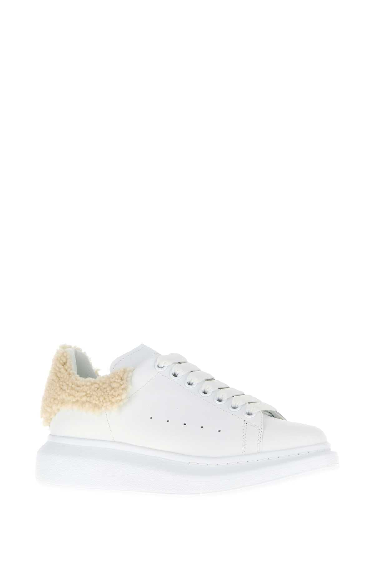 ALEXANDER MCQUEEN Oversized Leather Sneakers with Shearling Heel Tab
