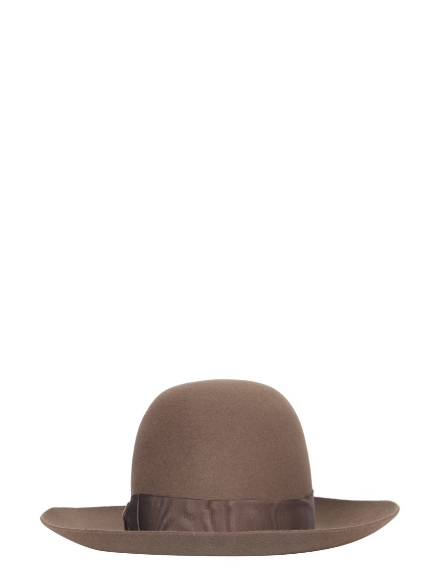 BORSALINO Wide Brim Leather Hat