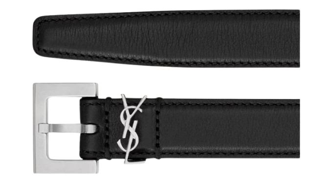 SAINT LAURENT Elegant Leather Belt with Silver Buckle for Women