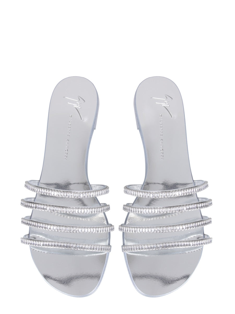 GIUSEPPE ZANOTTI Flat Crystal Sandals with 1.5 cm Heel