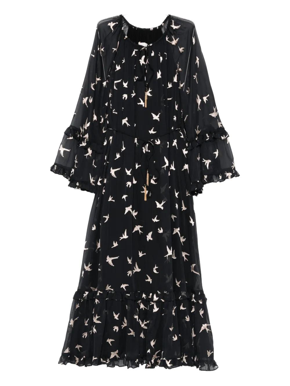ZIMMERMANN Mini Bird Print Ruffled Dress