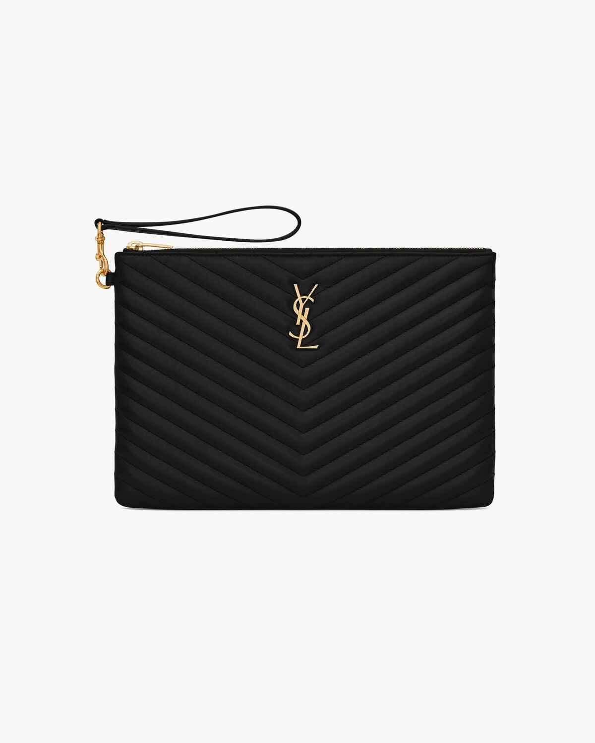 SAINT LAURENT Tablet Holder in Metal-Free Tanned Leather with Zip