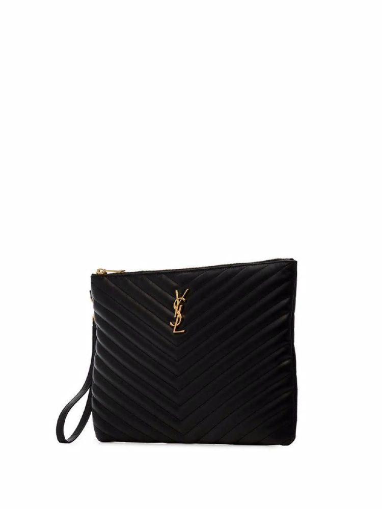 SAINT LAURENT Quilted Tablet Pouch Handbag