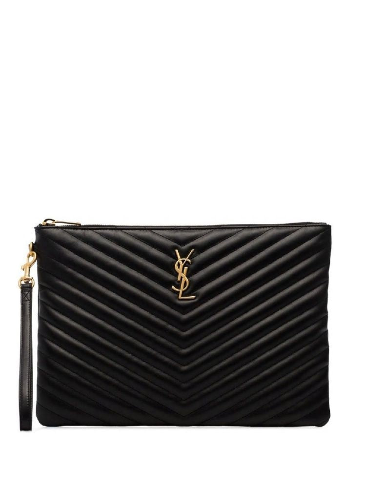 SAINT LAURENT Quilted Tablet Pouch Handbag